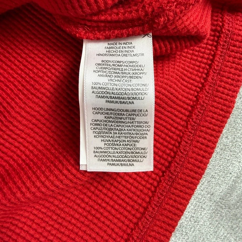 Polo Ralph Lauren Waffle Pullover Hoodie Mens Medium Red Thermal Cotton New NWT